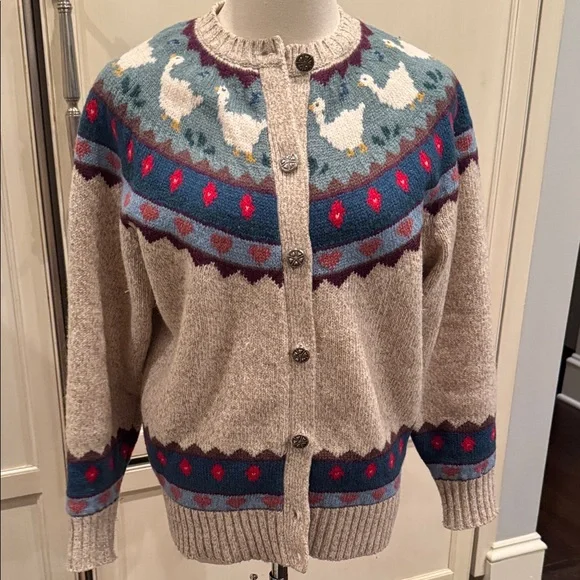 Charter Club cottagecore Cardigan with ducks 🦆 - Picture 1 of 9